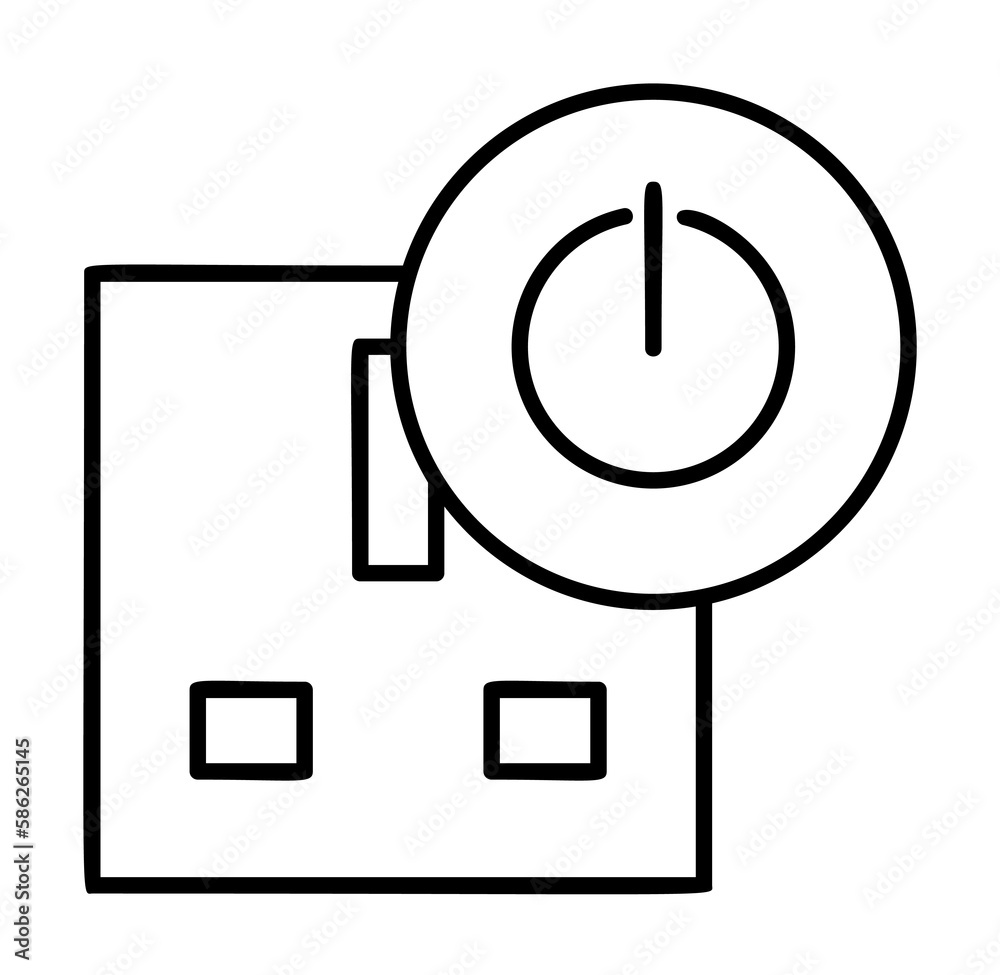 Aufkleber sign on the socket icon. element of automation icon for mobile concept and web apps. thin line sign 