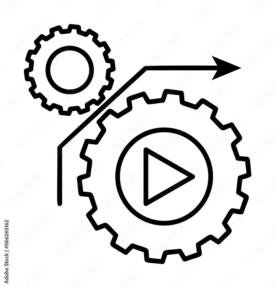 Aufkleber direction of the mechanism icon. element of automation icon for mobile concept and web apps. thin li