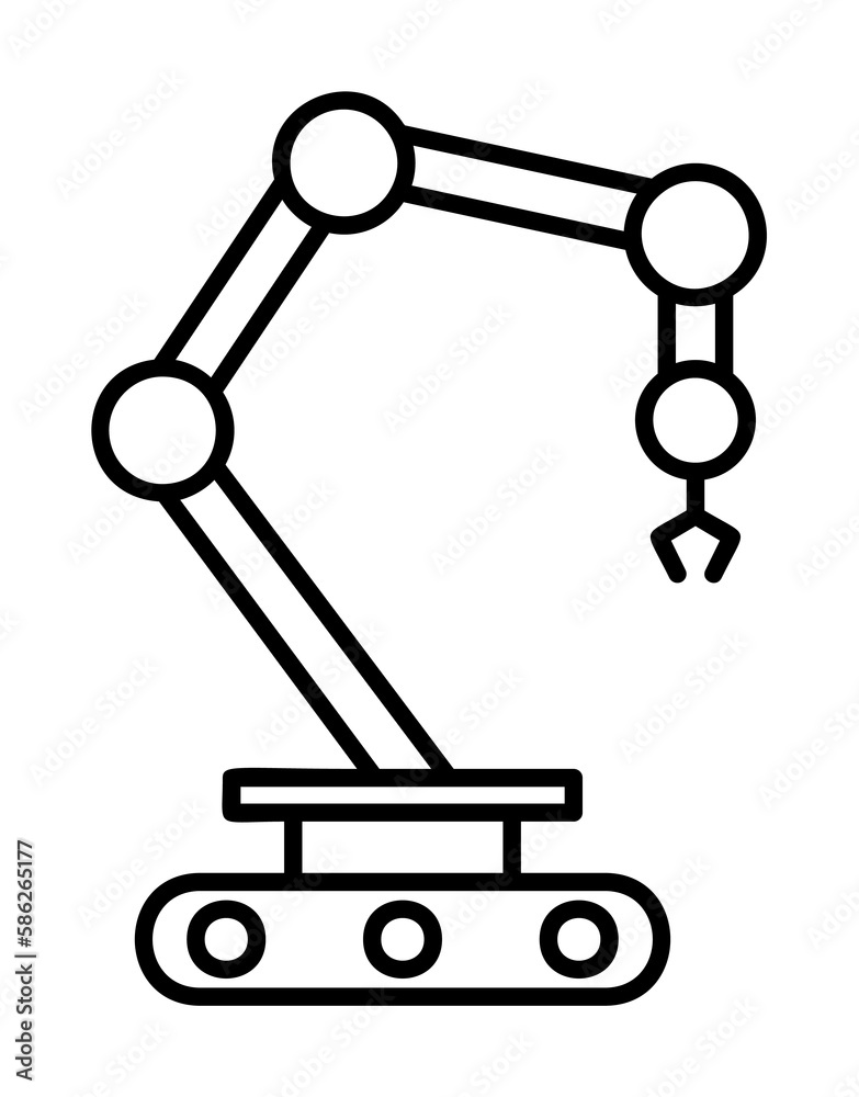 Aufkleber robot in production icon. element of automation icon for mobile concept and web apps. thin line robo