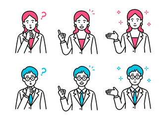 スーツを着た男性と女性のアイコンセット2