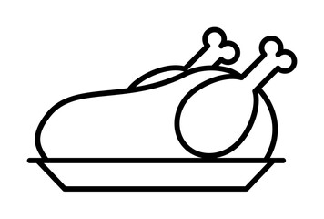 baked turkey icon. Element of autumn icon for mobile concept and web apps. Thin line baked turkey icon can be used for web and mobile