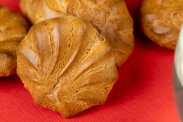 fresh custard cookies close up