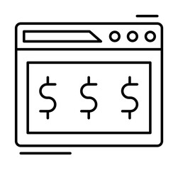 Online banking, web page, dollar icon. Simple line, outline elements of business and finance icons for ui and ux, website or mobile application