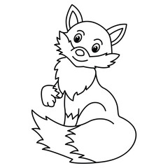 Funny fox cartoon characters vector illustration. For kids coloring book.