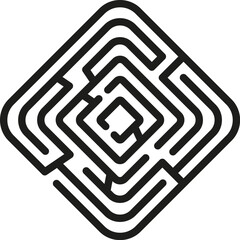 Square black labyrinth puzzle. Maze game vector template