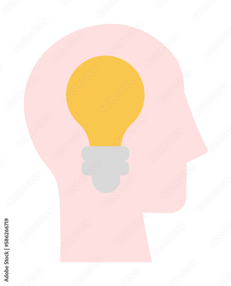 Poster head light bulb icon. simple color elements of brain process icons for ui and ux, website or mobile 
