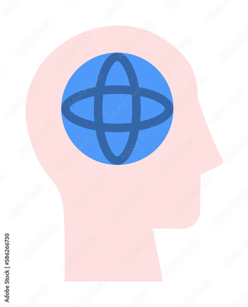 Poster head globe icon. simple color elements of brain process icons for ui and ux, website or mobile appli