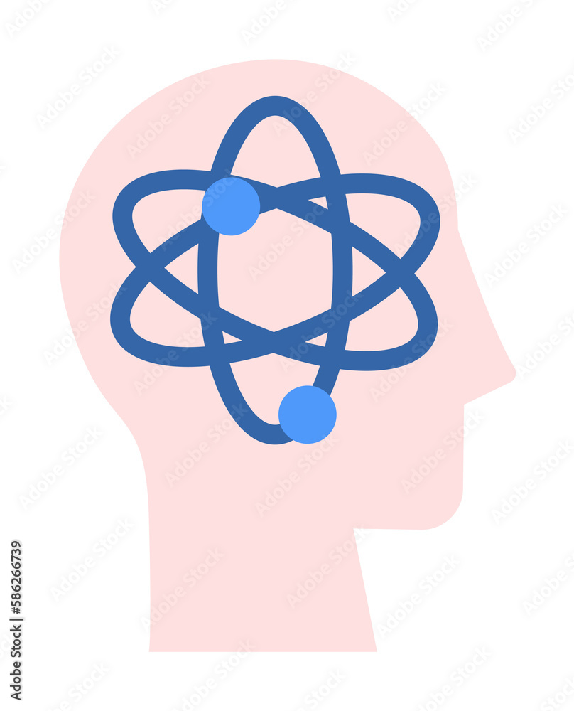 Aufkleber head atom icon. simple color elements of brain process icons for ui and ux, website or mobile applic