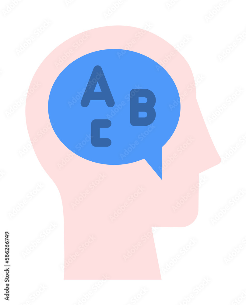 Poster head chat letter icon. simple color elements of brain process icons for ui and ux, website or mobile