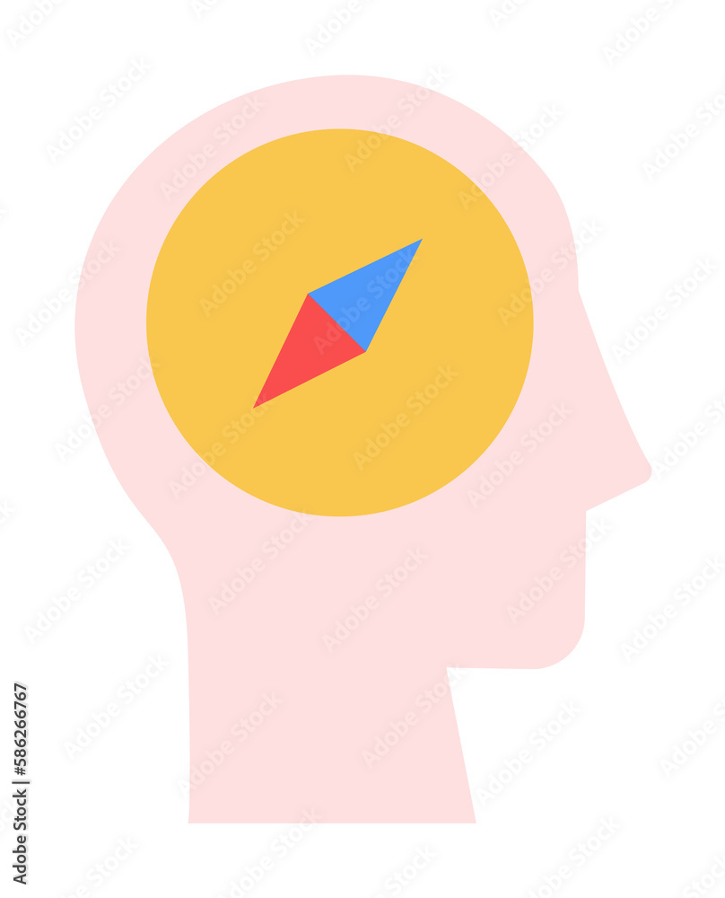 Poster head compass icon. simple color elements of brain process icons for ui and ux, website or mobile app