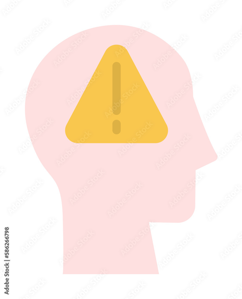 Poster head sign danger icon. simple color elements of brain process icons for ui and ux, website or mobile
