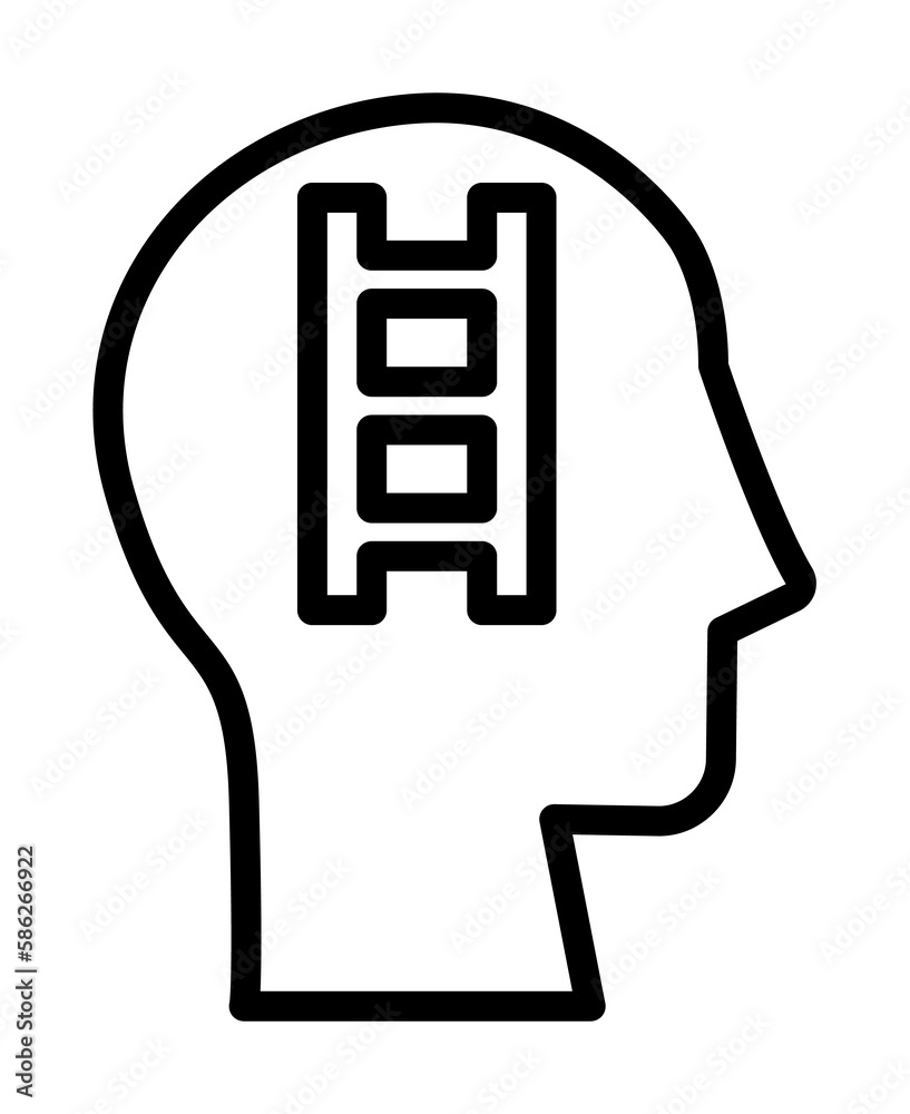 Poster head stairs icon. simple line, outline elements of brain process icons for ui and ux, website or mob