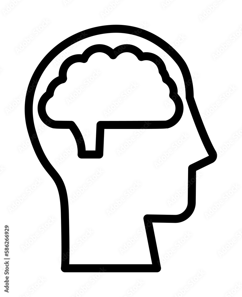 Aufkleber head brain icon. simple line, outline elements of brain process icons for ui and ux, website or mobi
