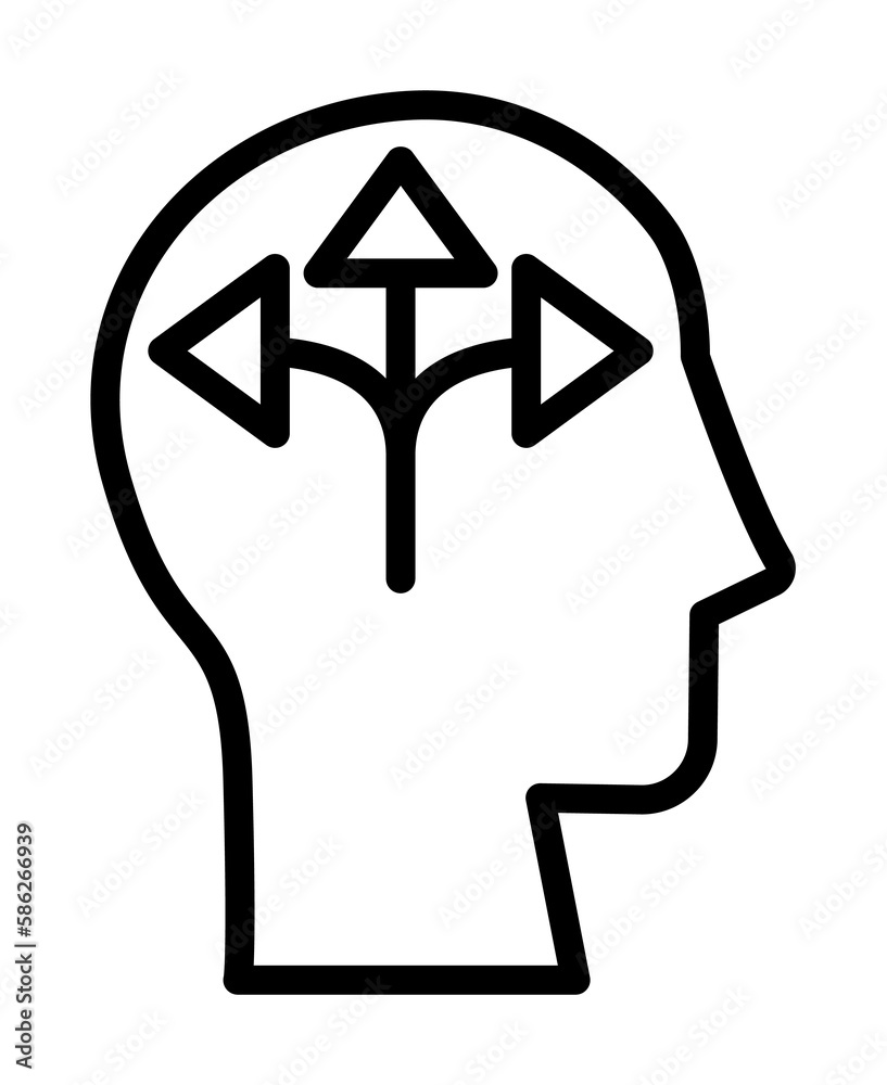 Poster head arrow icon. simple line, outline elements of brain process icons for ui and ux, website or mobi