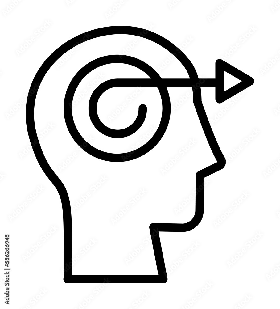 Poster head arrow icon. simple line, outline elements of brain process icons for ui and ux, website or mobi