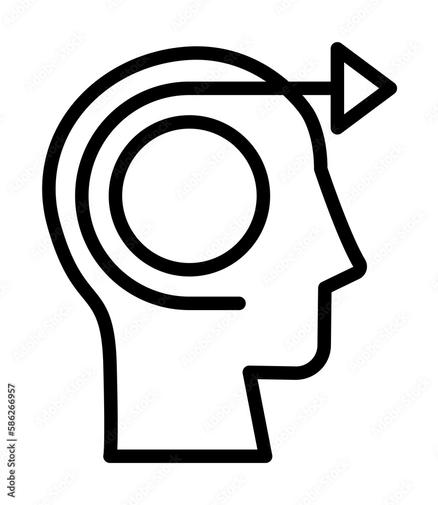 Poster head arrow icon. simple line, outline elements of brain process icons for ui and ux, website or mobi