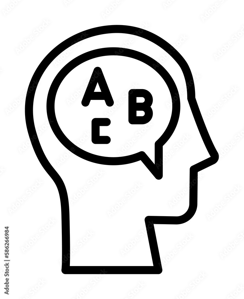 Poster head chat letter icon. simple line, outline elements of brain process icons for ui and ux, website o