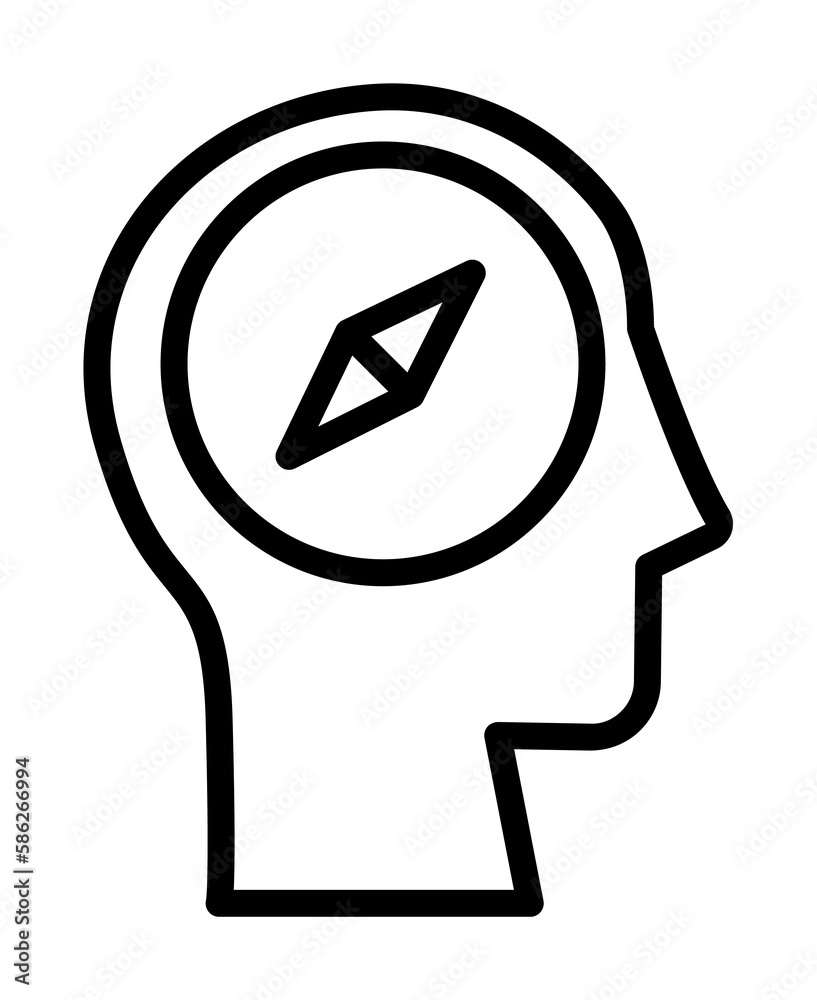 Aufkleber head compass icon. simple line, outline elements of brain process icons for ui and ux, website or mo