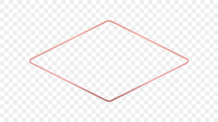 Rose gold glowing rounded rhombus shape frame