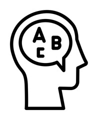 head chat letter icon. Simple line, outline elements of brain process icons for ui and ux, website or mobile application