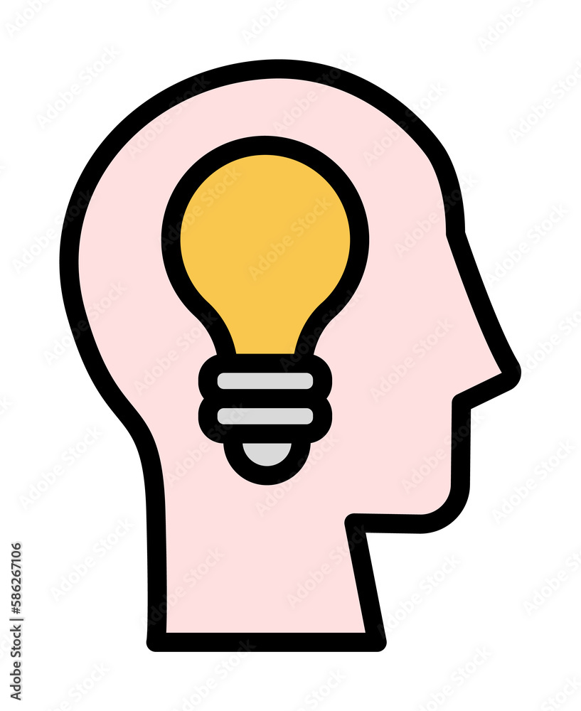 Aufkleber head light bulb icon. simple color with outline elements of brain process icons for ui and ux, websi