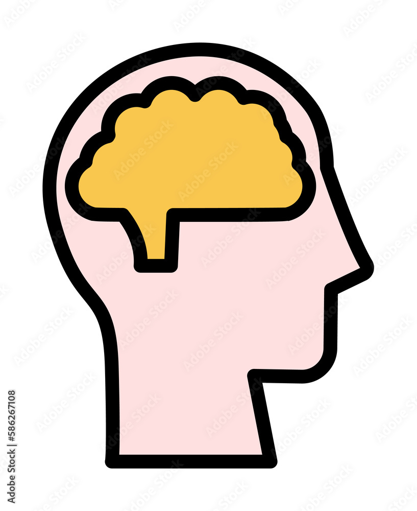Aufkleber head brain icon. simple color with outline elements of brain process icons for ui and ux, website or