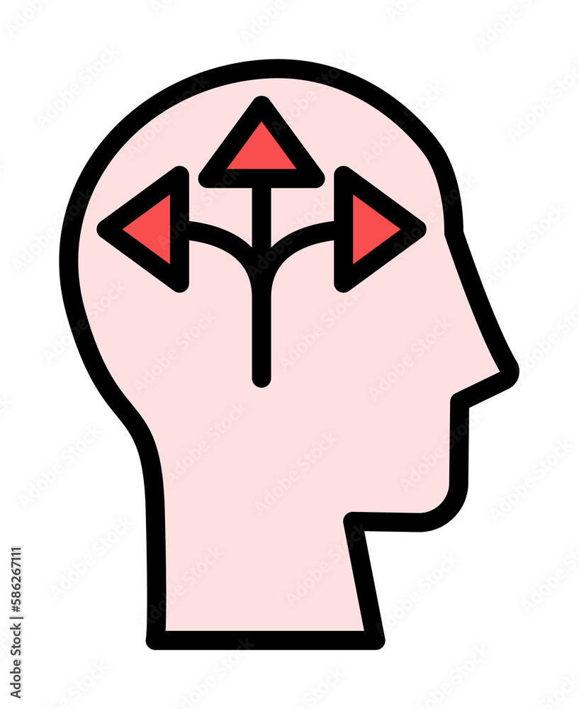 Aufkleber head arrow icon. simple color with outline elements of brain process icons for ui and ux, website or