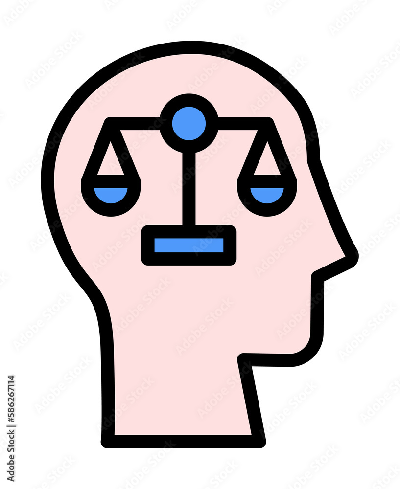 Aufkleber head libra icon. simple color with outline elements of brain process icons for ui and ux, website or