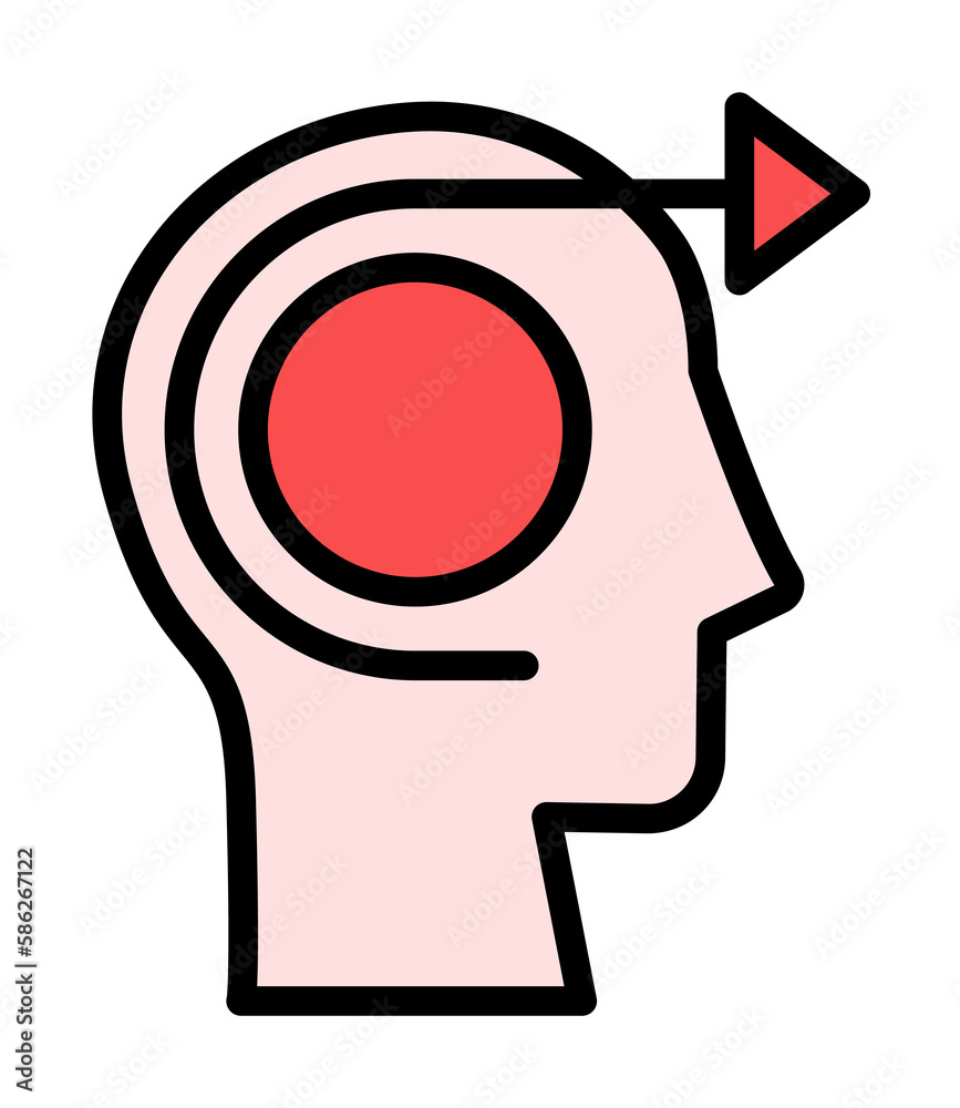 Poster head arrow icon. simple color with outline elements of brain process icons for ui and ux, website or