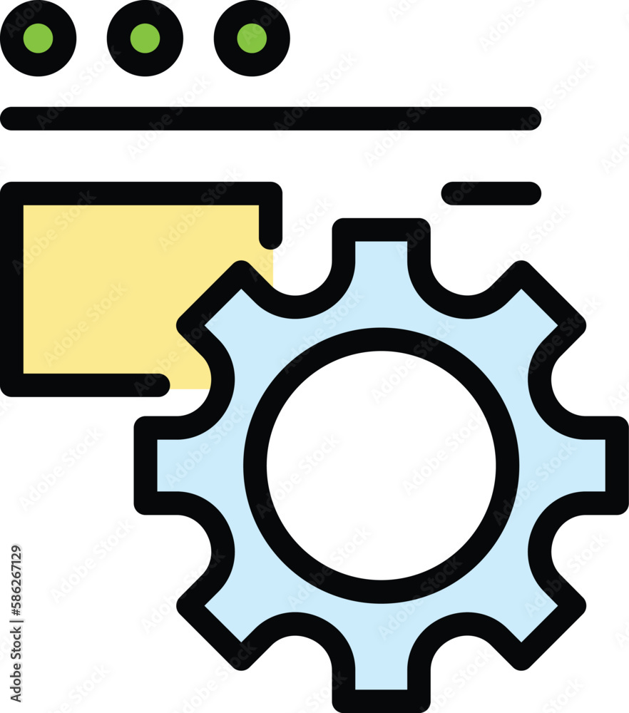 Poster api gear icon. outline api gear vector icon for web design isolated on white background color flat