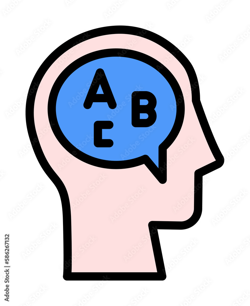 Poster head chat letter icon. simple color with outline elements of brain process icons for ui and ux, webs