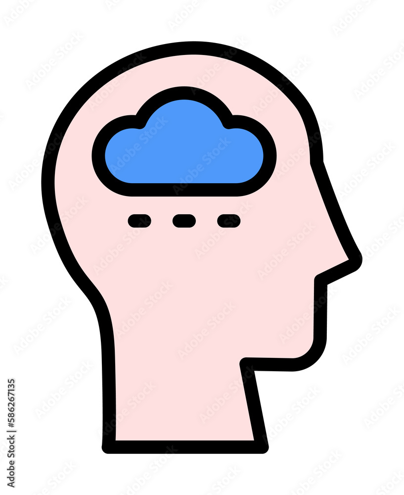 Poster head cloud icon. simple color with outline elements of brain process icons for ui and ux, website or