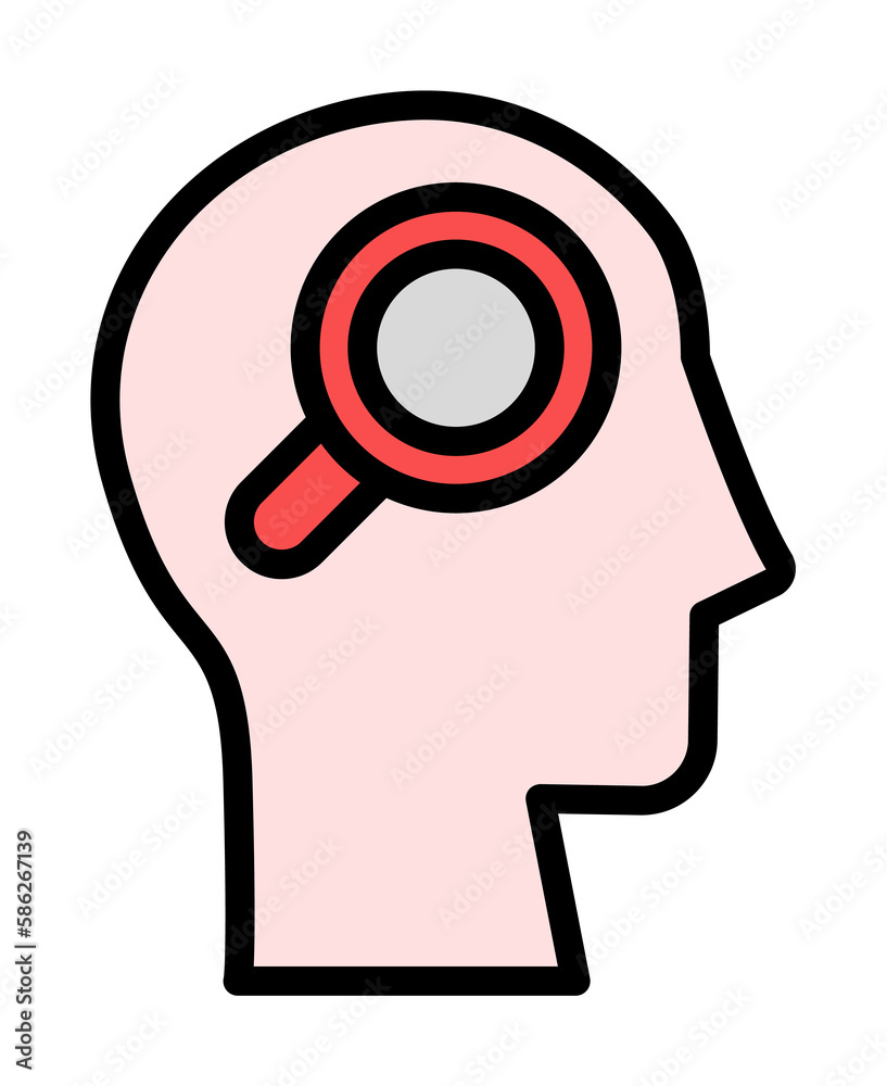 Aufkleber head magnifier icon. simple color with outline elements of brain process icons for ui and ux, websit