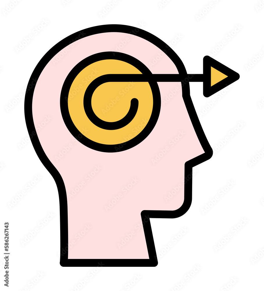 Poster head arrow icon. simple color with outline elements of brain process icons for ui and ux, website or