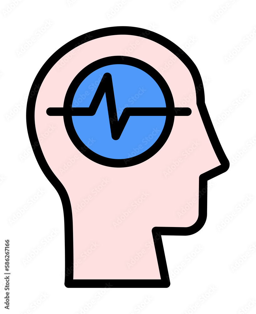 Aufkleber head pulse icon. simple color with outline elements of brain process icons for ui and ux, website or