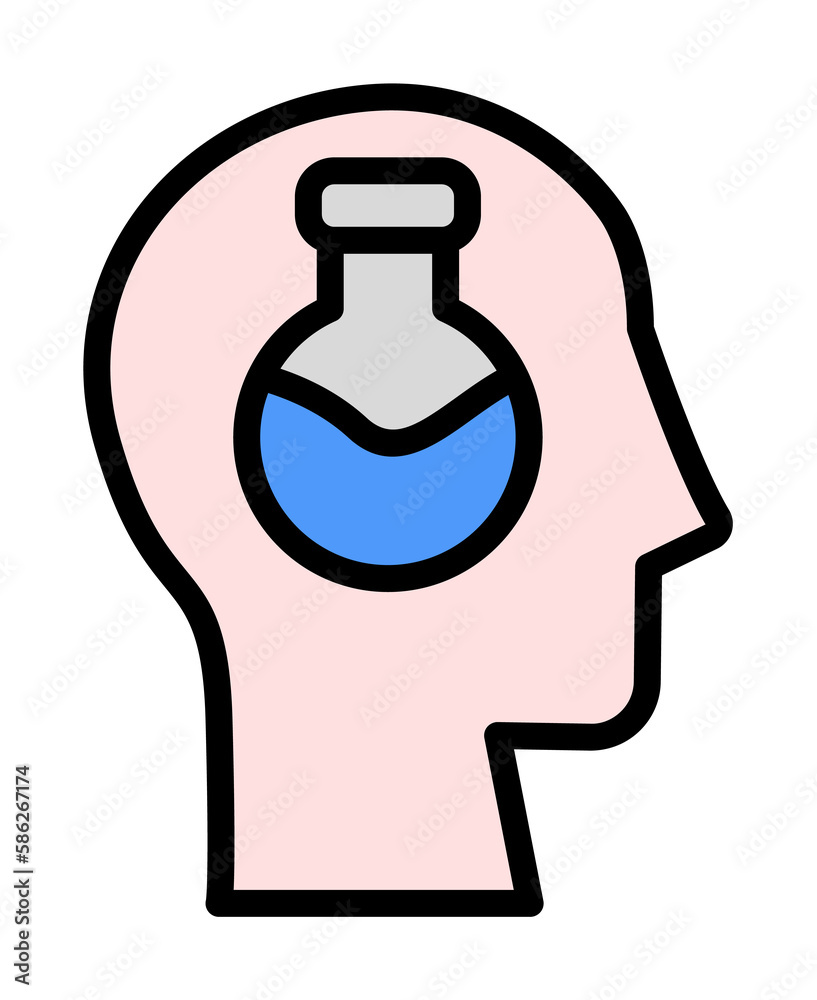 Aufkleber head flask icon. simple color with outline elements of brain process icons for ui and ux, website or
