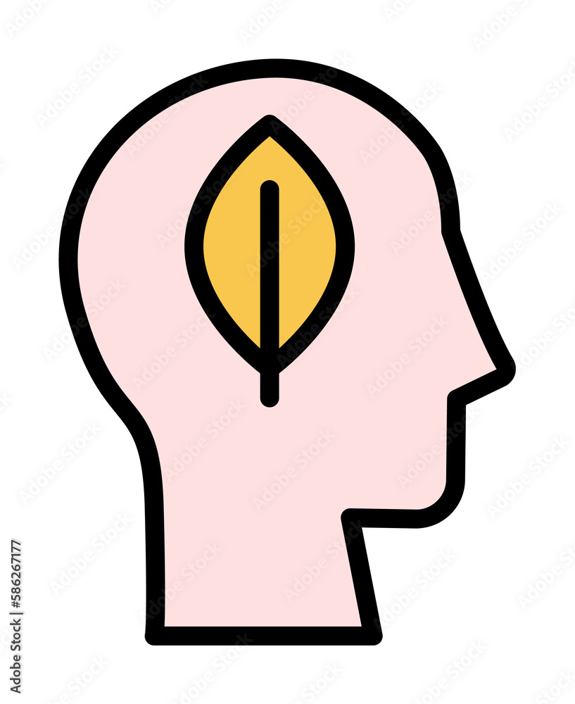 Poster head leaf icon. simple color with outline elements of brain process icons for ui and ux, website or 