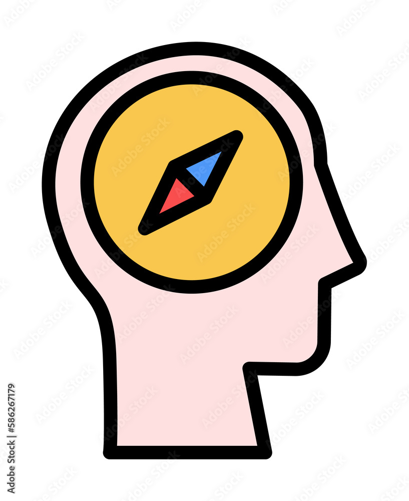 Poster head compass icon. simple color with outline elements of brain process icons for ui and ux, website 