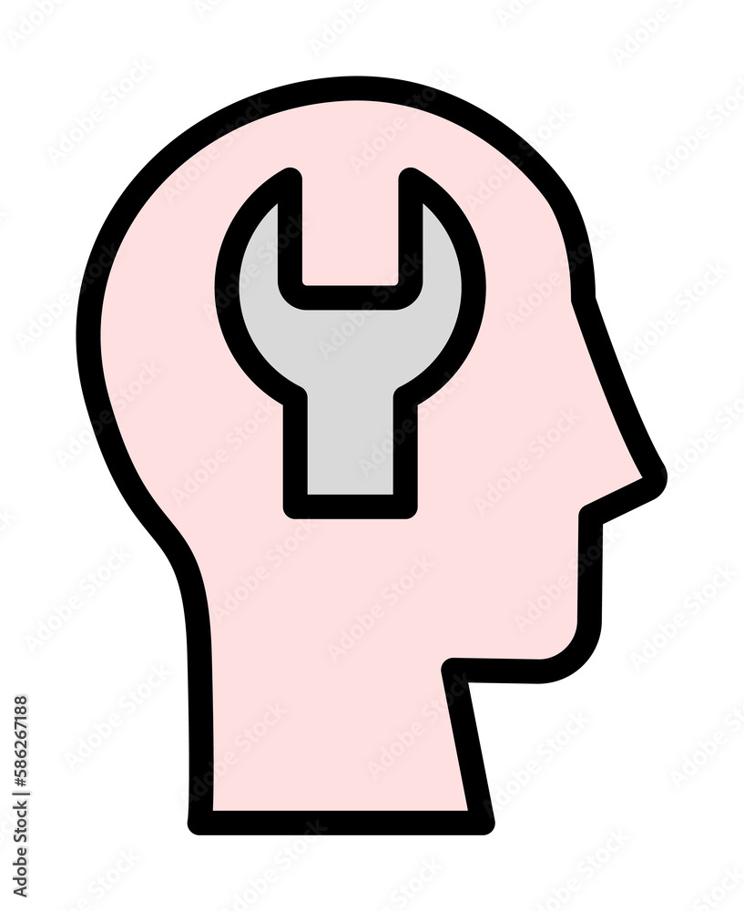 Poster head wrench icon. simple color with outline elements of brain process icons for ui and ux, website o