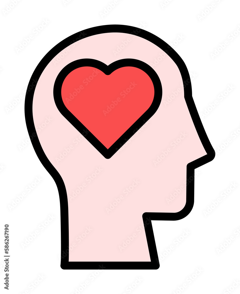 Aufkleber head heart icon. simple color with outline elements of brain process icons for ui and ux, website or