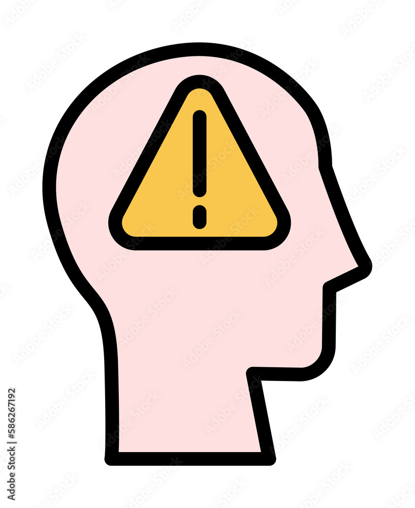 Poster head sign danger icon. simple color with outline elements of brain process icons for ui and ux, webs