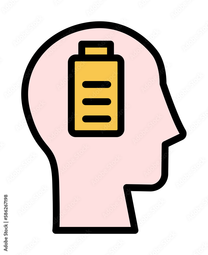 Poster head battery icon. simple color with outline elements of brain process icons for ui and ux, website 