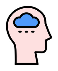head cloud icon. Simple color with outline elements of brain process icons for ui and ux, website or mobile application