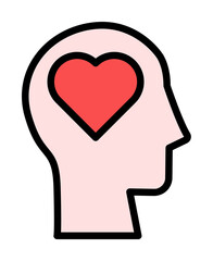 head heart icon. Simple color with outline elements of brain process icons for ui and ux, website or mobile application