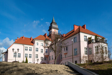 Fototapeta na wymiar Ilawa, Poland - February 19, 2023: Town hall of Iława