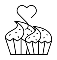 Cupcakes, heart, romance, breakfast icon. Simple line, outline elements of breakfast with love icons for ui and ux, website or mobile application