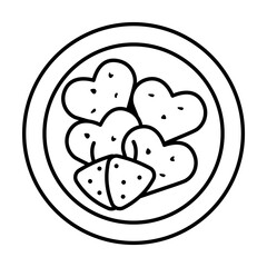 Pancakes, heart, strawberries, breakfast icon. Simple line, outline elements of breakfast with love icons for ui and ux, website or mobile application