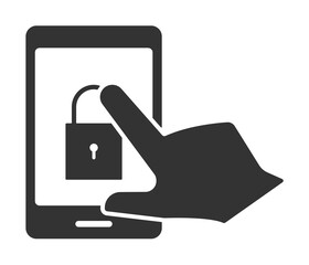 Obraz premium lock, mobile, hand, block icon. Element of business icon for mobile concept and web apps. Glyph lock, mobile, hand, block icon can be used for web and mobile