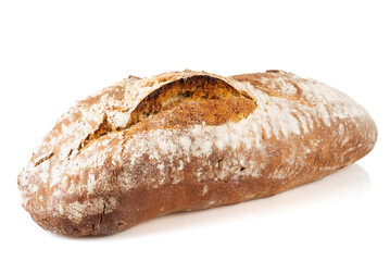 Freshly baked bread isolated on white background