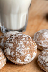 Powdered sugar gingerbread on the table